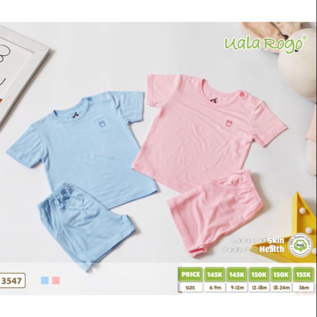 Bộ cộc tay cổ tròn pettit UALA ROGO cho bé 8 kg đến 19kg