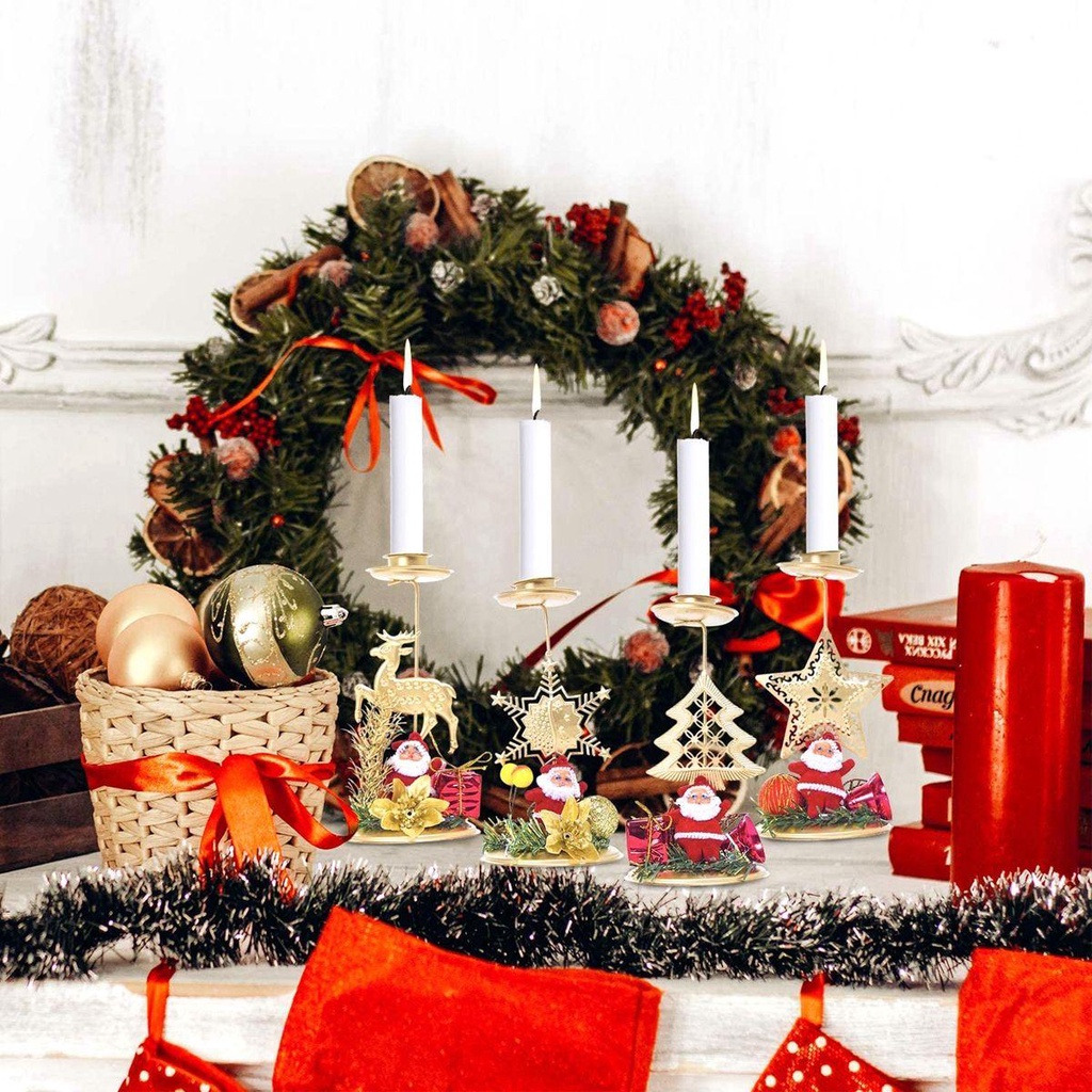 YIYU Giá Đỡ Nến Bằng Kim Loại Hình Ông Già Noel Độc Đáo Trang Trí Nhà Cửa