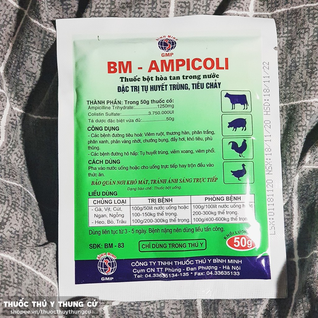 BM AMPICOLI - Tụ huyết trùng, tiêu chảy gà lợn, gia súc gia cầm