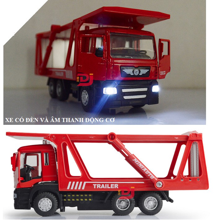 Xe ô tô chở hàng đồ chơi trẻ em mô hình tỉ lệ 1:50 xe mở cửa có âm thanh và đèn