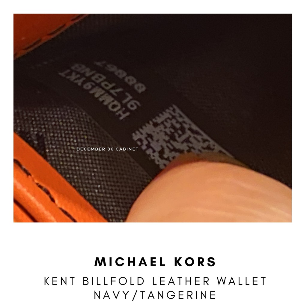 Michael Kors Men's KENT Leather Billfold Wallet, Navy/Tangerine