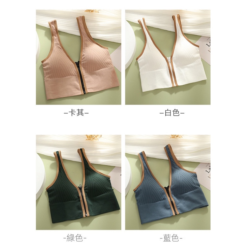 Áo Bra Nữ  Lót Thể Thao Cổ Chữ V Hở Lưng Phối Khóa Kéo Trước Quyến Rũ Cho Nữ