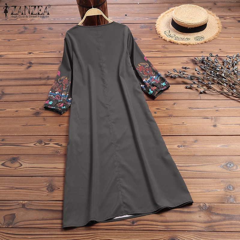 ZANZEA Đầm nữ tay lỡ cổ chữ V form dài rộng thời trang Hàn | BigBuy360 - bigbuy360.vn