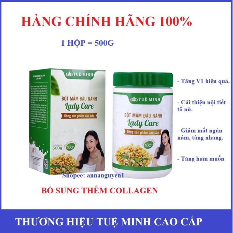 [HÀNG CHÍNH HÃNG] 1 Hộp =500g mầm đậu nành nguyên xơ Tuệ Minh hàng mới có giấy ATVSTP