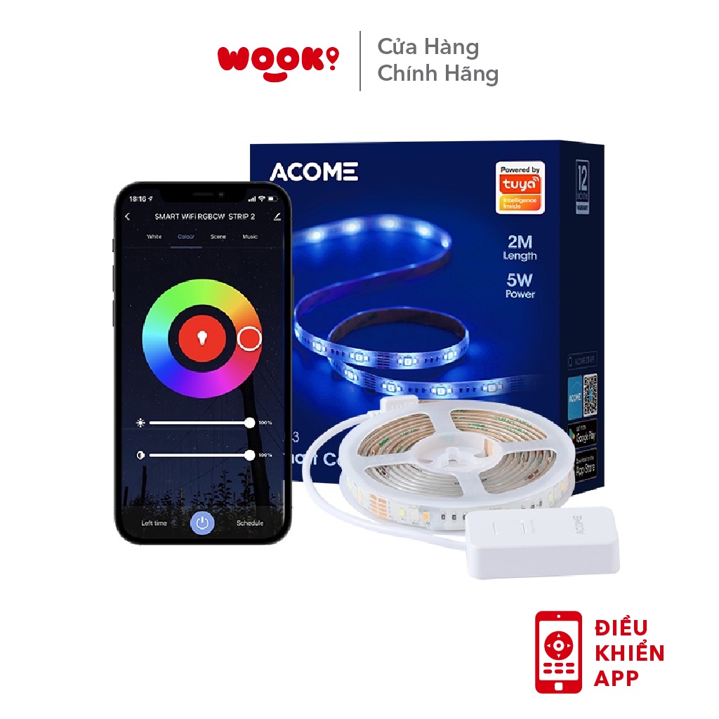 Cuộn Dây Đèn LED Thông Minh Acome AL03 Hiệu Ứng RGB Điều Kiển Bằng APP Hỗ Trợ Giọng Nói Dây Dài 2 Mét 5W