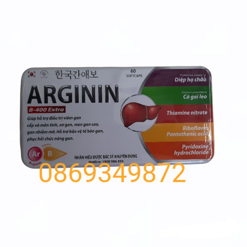 Hộp 60 viên giải độc gan ARGININ B-400 EXTRA - Arginine B