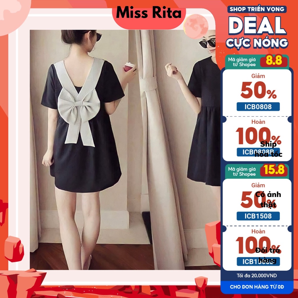 Đầm bầu dự tiệc thiết kế MISS RITA Đầm bầu mùa hè nơ lưng dáng babaydoll xinh mềm mát thiết kế bởi Miss Rita