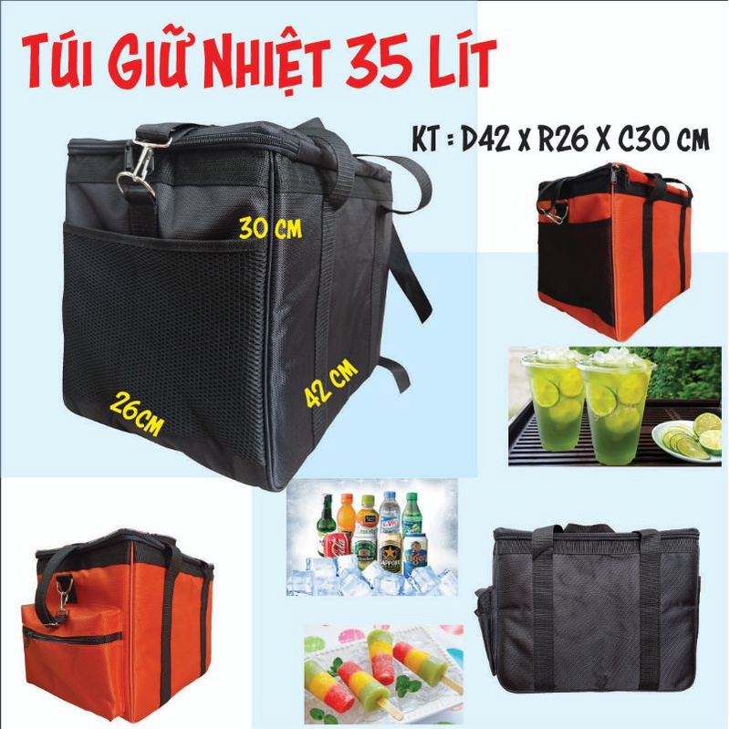 TÚI GIỮ NHIỆT 35 Lít, Đựng Đồ Nóng, Lạnh, Du Lịch, Dã Ngoại, Có ngăn 2 Bên New
