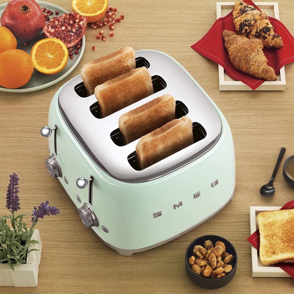 Máy Nướng Bánh Mì Sandwhich Smeg TSF03PGEU Pastel Green, Thiết Kế Sang Trọng, Nướng Bánh Giòn - Nhập Khẩu Từ Đức