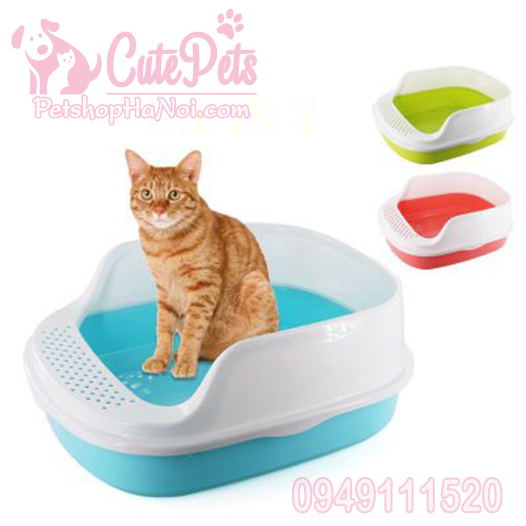 [Tặng xẻng xịn như hình] Khay đựng cát vệ sinh thành cao cho mèo kèm xẻng - CutePets Phụ kiện chó mèo Pet Shop Hà Nội