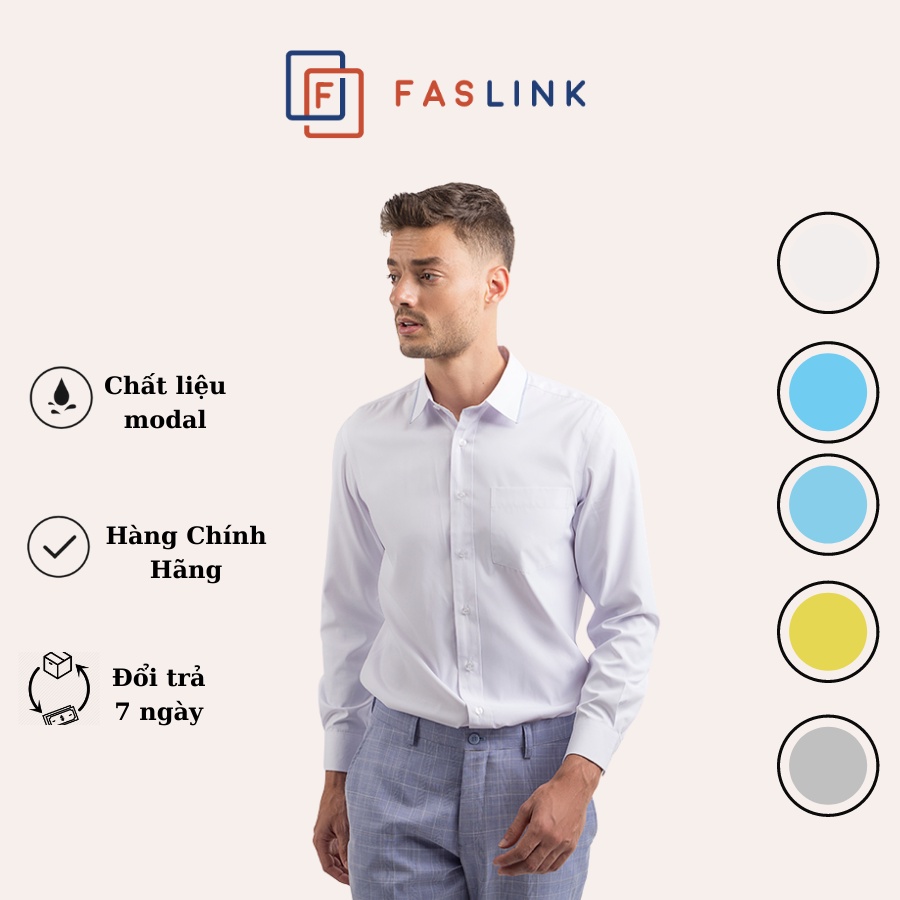 Áo sơ mi nam tay dài Faslink - form đẹp, phối viền cổ nội bật, nhiều màu