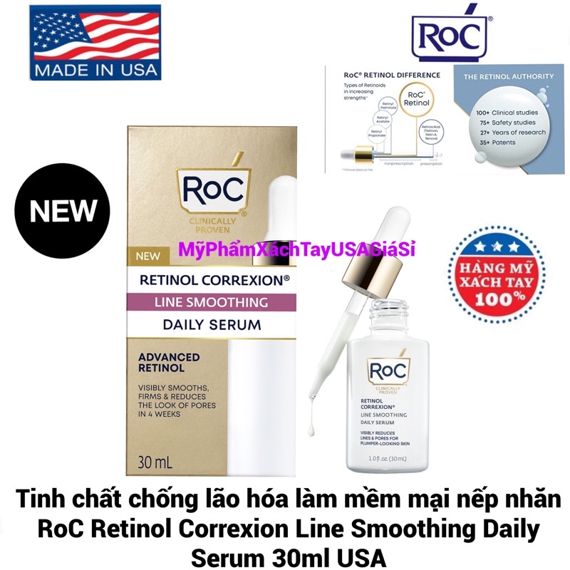 [USA]Tinh chất chống lão hóa làm mềm mại nếp nhăn RoC Retinol Correxion Line Smoothing Daily Serum 30ml