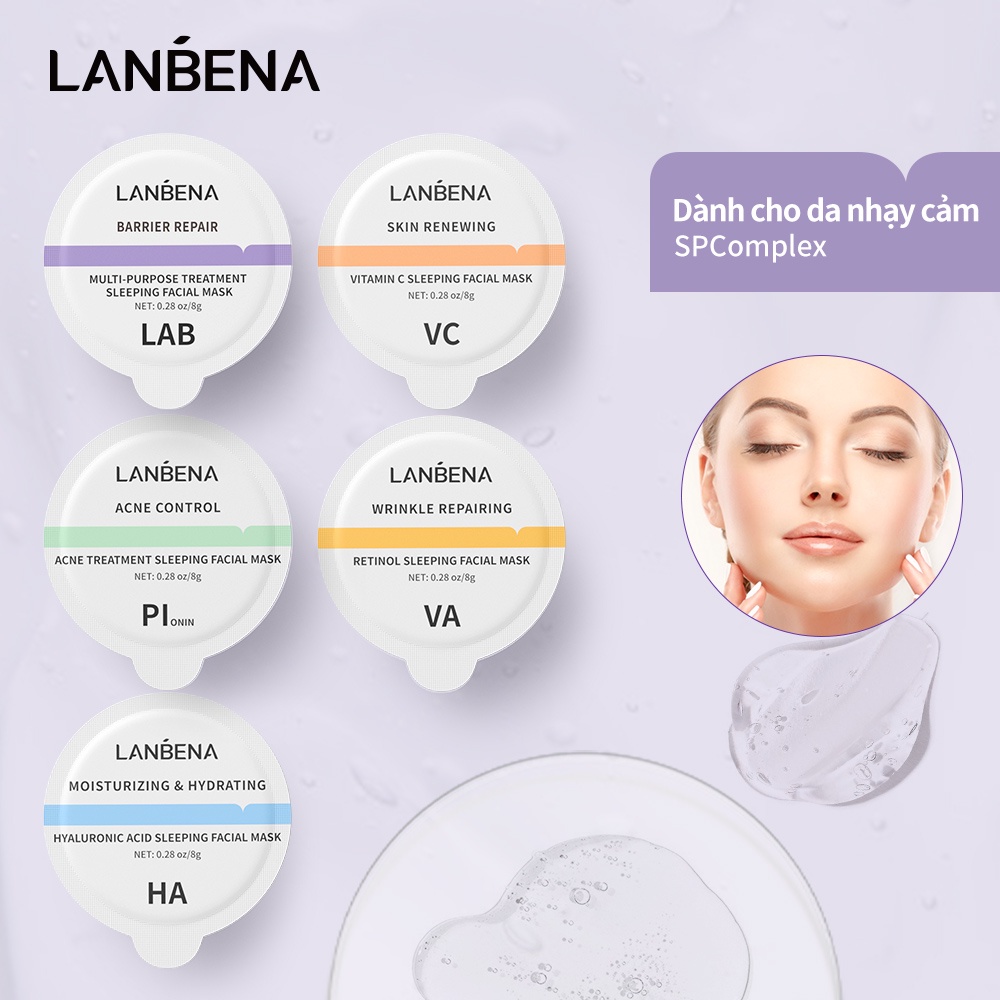 1 Mặt Nạ Ngủ Hyaluronic Acid Lanbena Dưỡng Ẩm/ Hỗ trợ giảm mụn/ Làm Trắng/ Tái Tạo Da Hiệu Quả