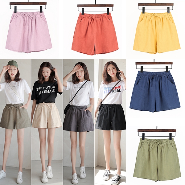 Quần Short Vải Lanh Ống Rộng Thoáng Mát Cá Tính