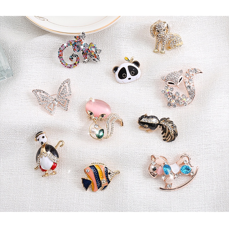 Huy Hiệu Cài Áo Hình Động Vật Đính Đá Dễ Thương