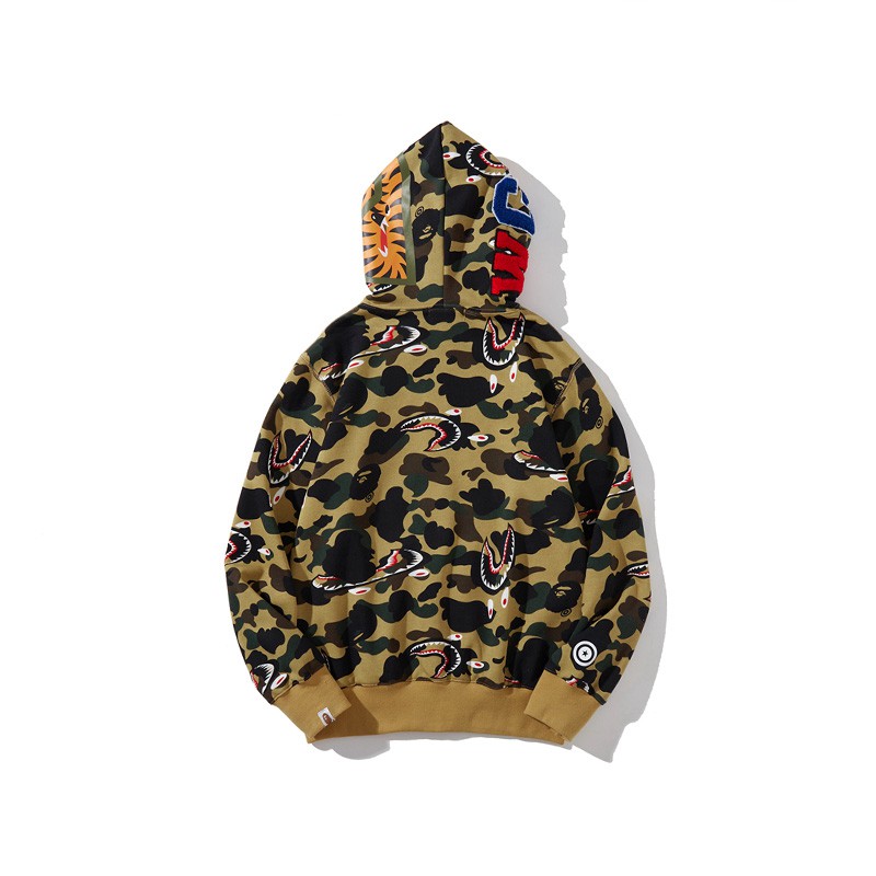 BAPE Áo Hoodies Có Nón Dài Tay Họa Tiết Rằn Ri Thời Trang