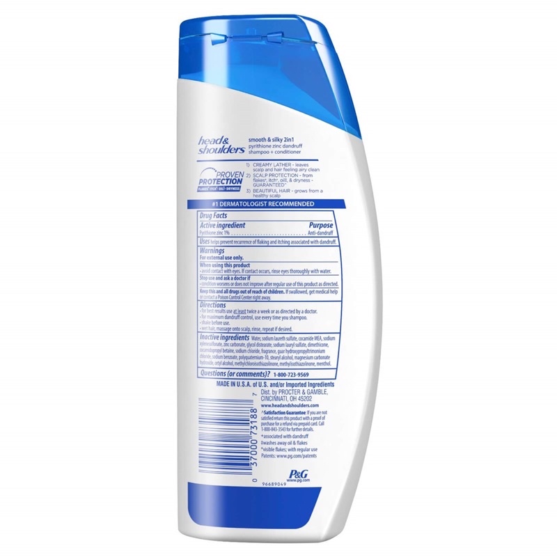 Dầu gội xả Head &amp; Shoulders Mỹ 2in1 Smooth &amp; Silky 650ml sạch gàu