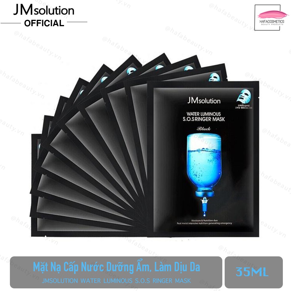 Combo 10 Mặt Nạ Cấp Nước Dưỡng Ẩm Và Làm Dịu Da JMSolution Water Luminous S.O.S Ringer Mask Black 35ml