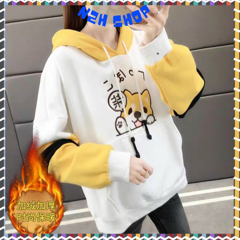 Áo Khoác Nỉ Nam Nữ Mùa Đông Corgi Hình Chó Siba Cute Form Rộng Dưới 55kg,Áo Hoodie Unisex N2H Shop