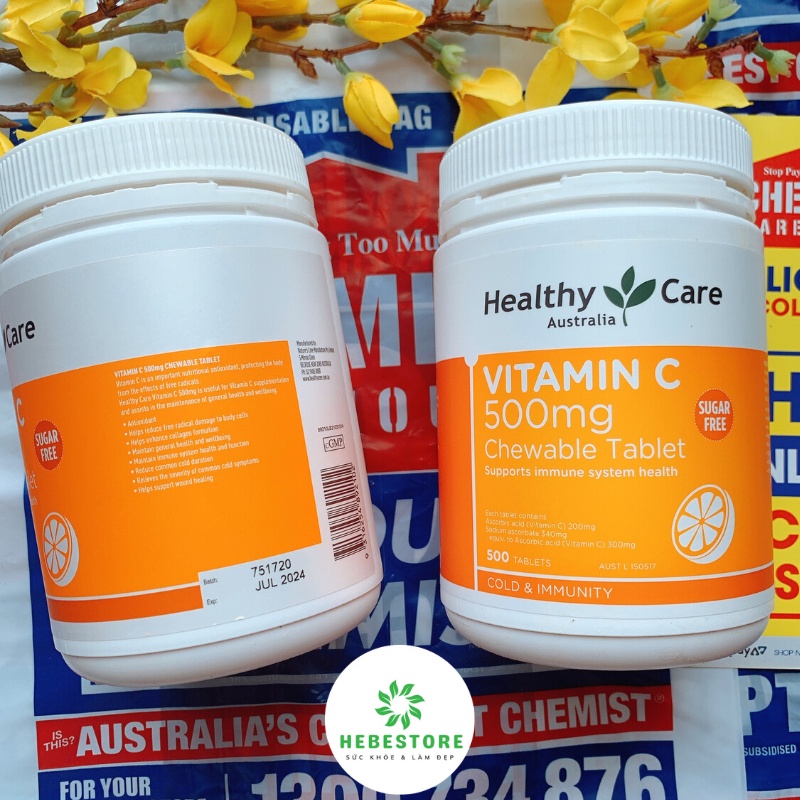 [Hàng chính hãng] Vitamin C Healthy Care 500mg 500 viên Úc, dạng viên nhai tăng cường đề kháng, đẹp da | BigBuy360 - bigbuy360.vn