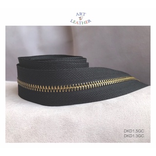 Dây khóa kéo 1 chiều size 3 đen+răng màu đồng DKD1.3GC