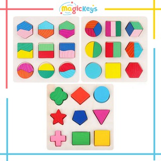 Bảng Ghép Gỗ Hình Học 1-3 Miếng. Đồ Chơi Giáo Dục Sớm Montessori Giúp Phát Triển Nhận Thức Cho Trẻ Em ETED13NYN1647