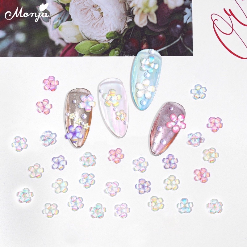 Cham hoa nhí đính móng khay 6 ngăn siêu đẹp mix màu