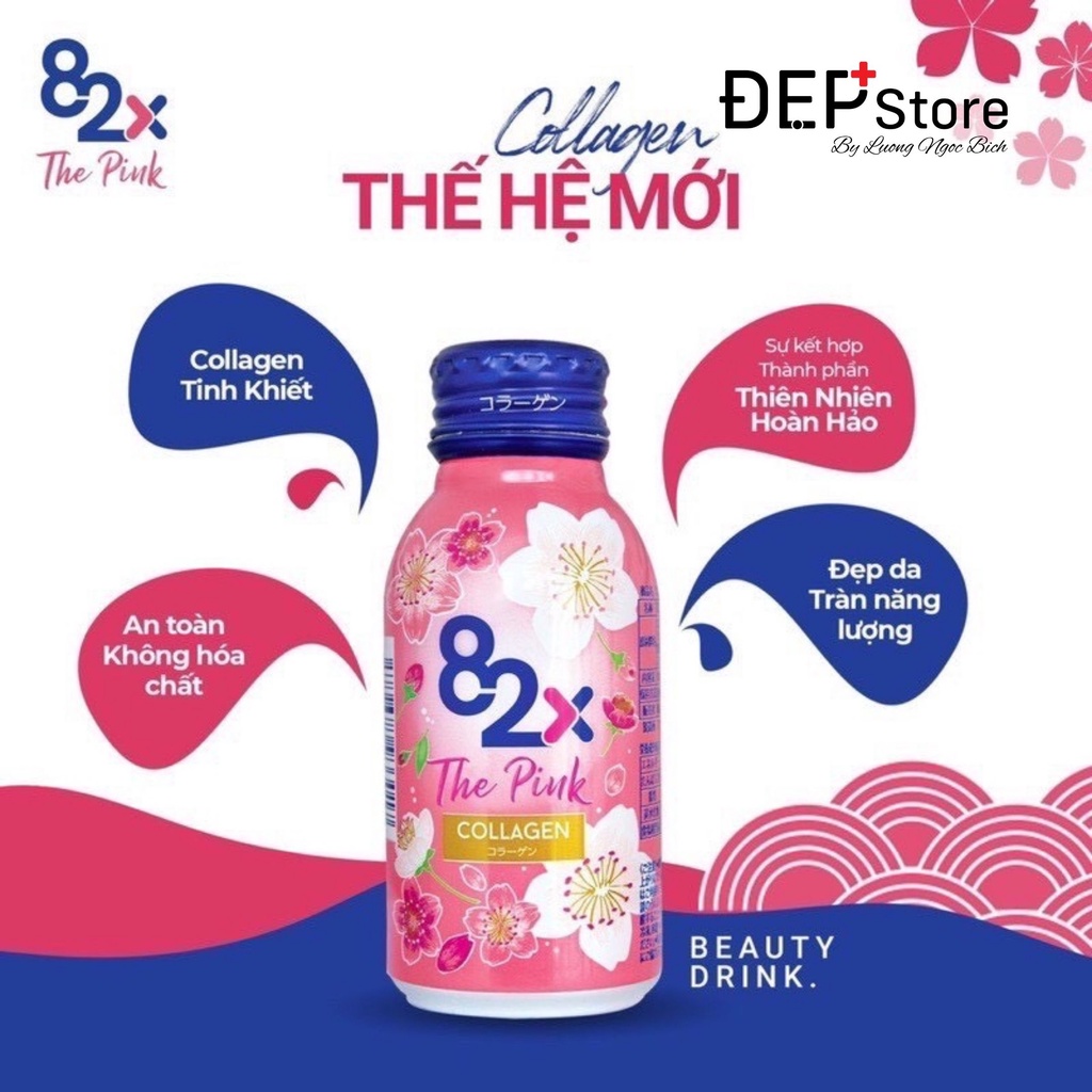 Nước uống đẹp da 82X The Pink - hàm lượng 1000mg collagen làm đẹp 100ml/chai