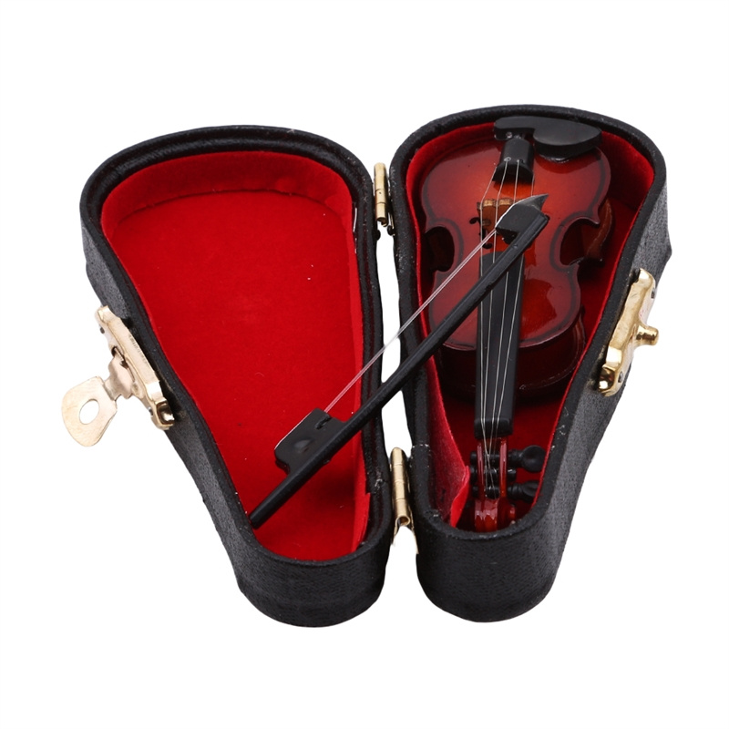 Mini Musical Instrument Handmade Violin Model with Box Music Training Decoration