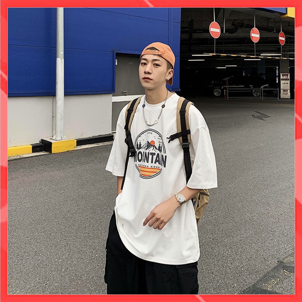 Áo thun phông nam form rộng Familylove - Mẫu áo thun nam tay lỡ Mountain chất Cotton 100% cao cấp