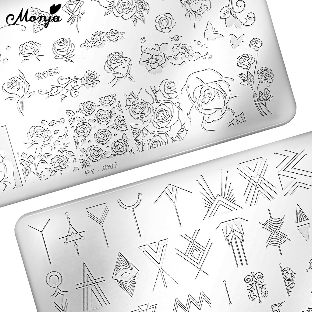 MONJA Khuôn trang trí móng tay có 12 kiểu họa tiết độc đáo tùy chọn