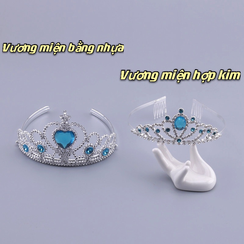 Bộ phụ kiện trang sức gồm vương miện + bông tai + vòng cổ + vòng tay + nhẫn + đũa thần cho bé gái hóa trang