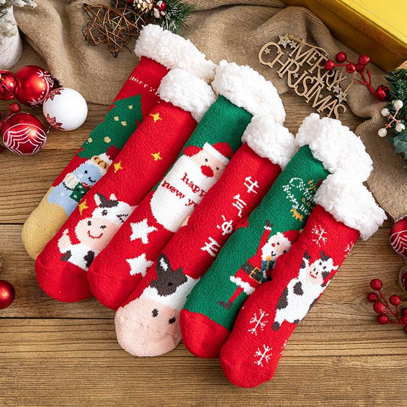 Take Talk Vớ bông mềm mại giữ ấm mùa đông phong cách giáng sinh mới cho nữ
