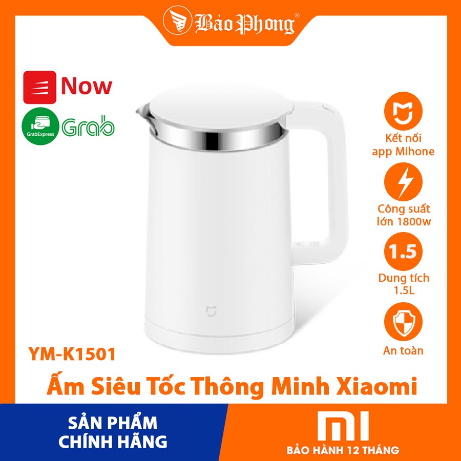 Ấm đun nước Siêu Tốc Thông Minh XIAOMI Electric Kettle YM-K1501 chính hãng điện an toàn cho gia đình đẹp bền rẻ xịn