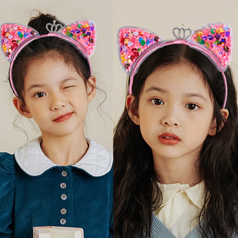 Flgo Băng Đô Tai Mèo Đính Kim Sa Nhiều Màu Sắc Cho Dịp Giáng Sinh