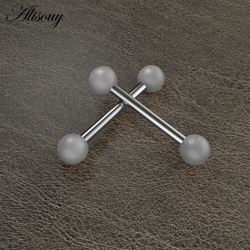 Alisouy Set 2 Khuyên Lưỡi Bằng Thép Không Gỉ 14g Cá Tính