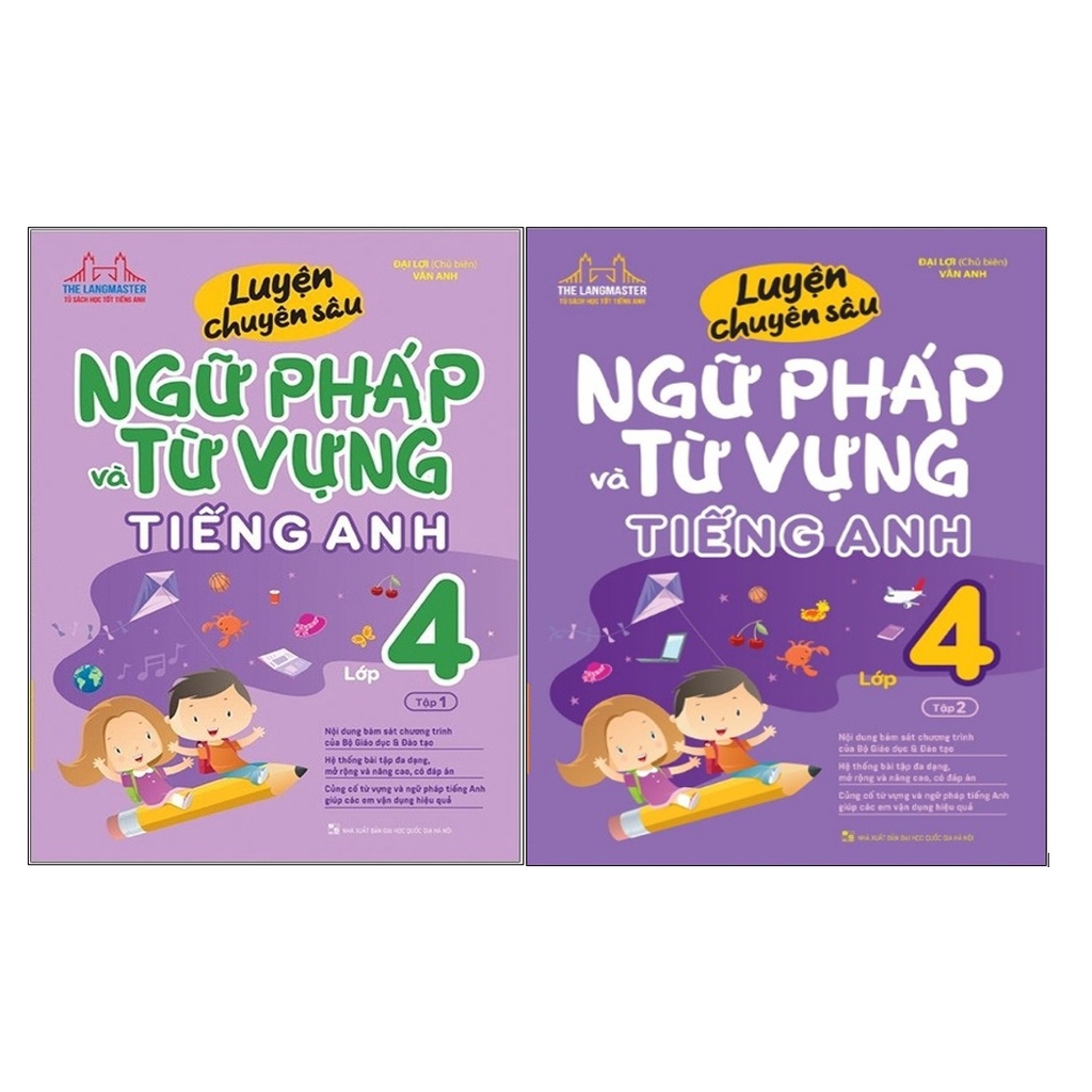Sách - Combo Luyện chuyên sâu ngữ pháp và từ vựng Tiếng Anh 4 (tập 1+tập 2)