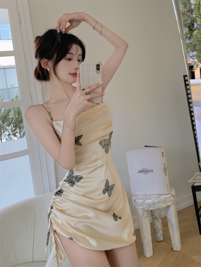 Đầm Hai Dây Vải Satin Thiết Kế Lệch Tà Thời Trang Cho Nữ Dự Tiệc | BigBuy360 - bigbuy360.vn