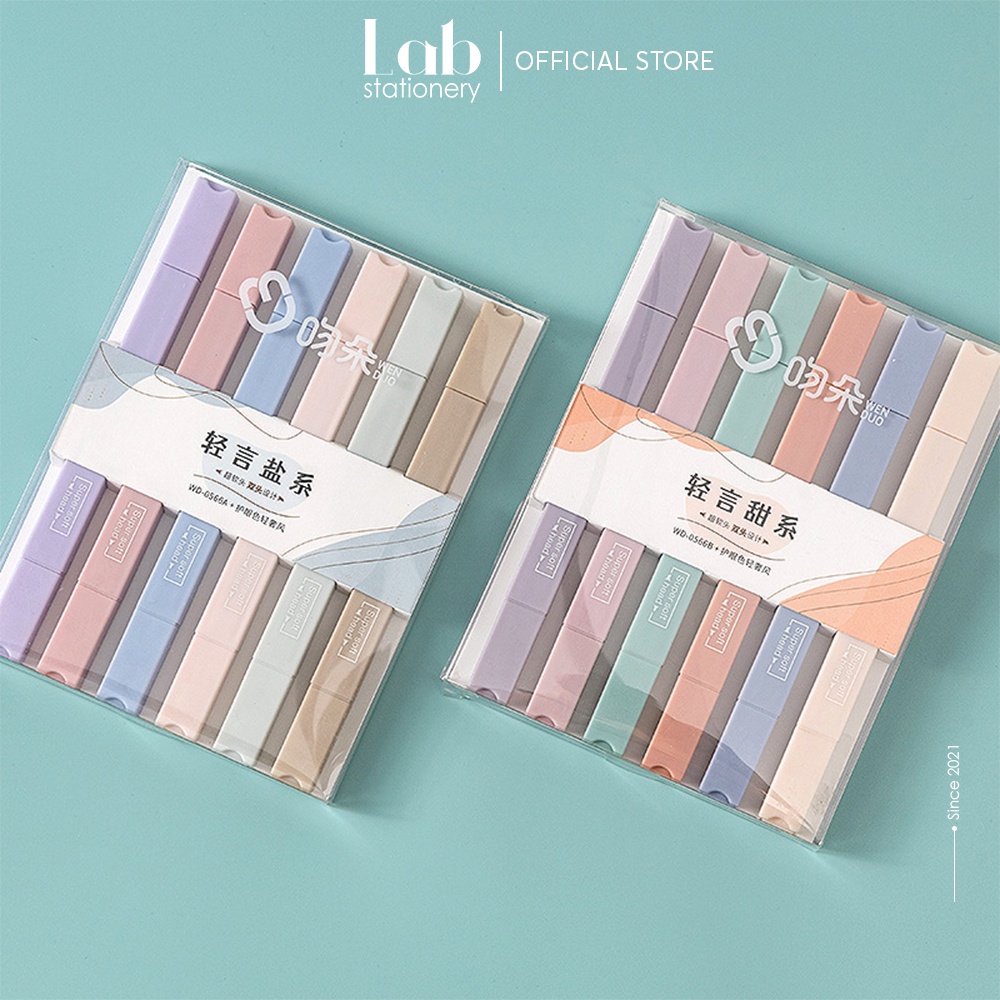 Bút Highlight 2 Đầu Dạ Quang Màu Morandi, Đánh Dấu Nhớ Dòng Trang Trí Sổ Tay Bullet Journal