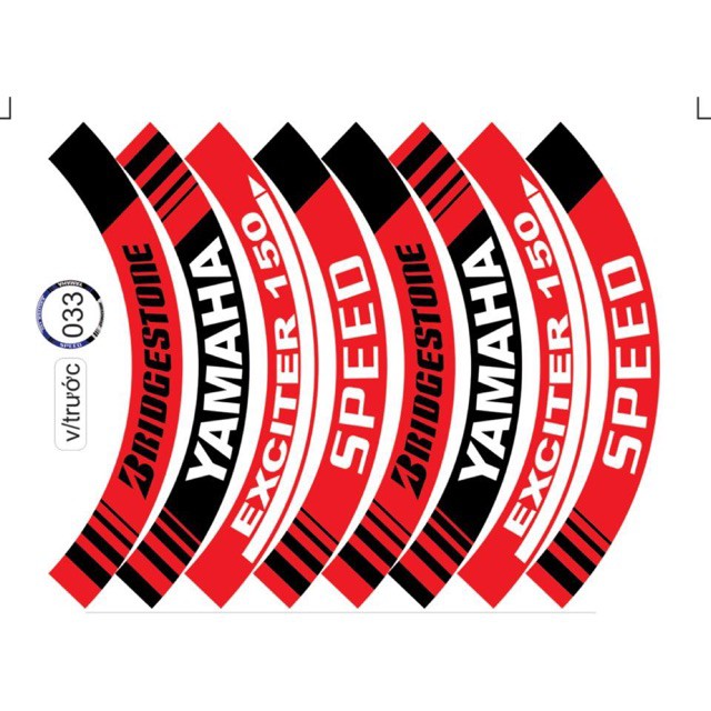 Tem Vành Full Bánh Yamaha Đỏ Trắng Mã Tem 033
