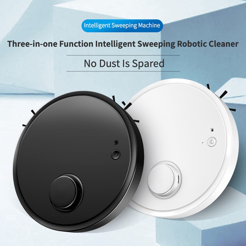 Sweeping and Dragging Robot Auto Suction Mopping Sweeper Smart Sweeping Vacuum Cleaner Floor Edge Dust Clean(Black)