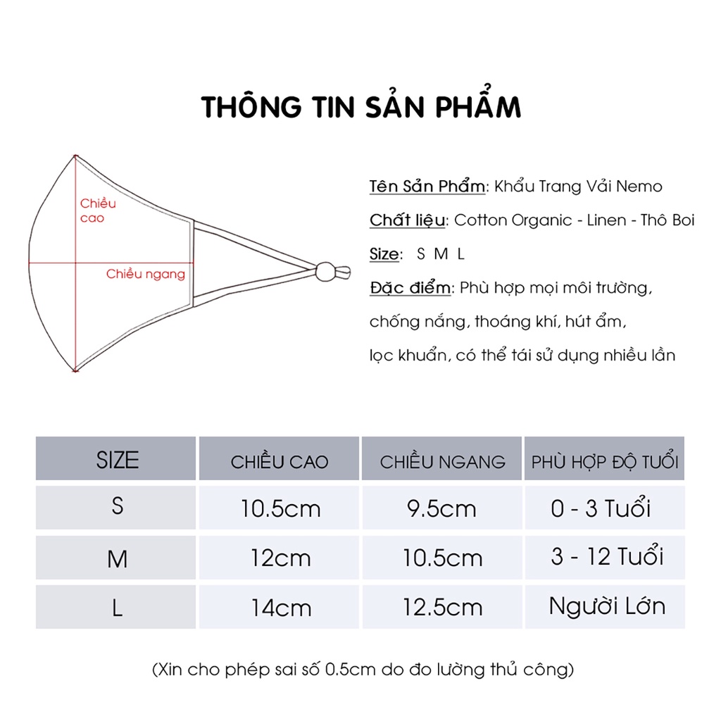Khẩu Trang Vải 3 Lớp Nemo Đủ Size, Họa Tiết Thú Cưng Ngộ Nghĩnh - KTAN
