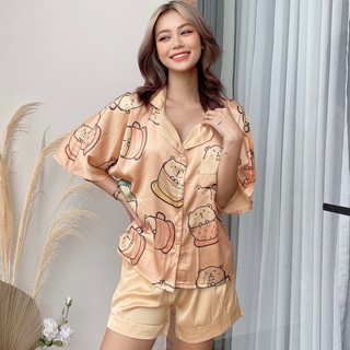 Bộ lụa cánh dơi họa tiết mặc nhà