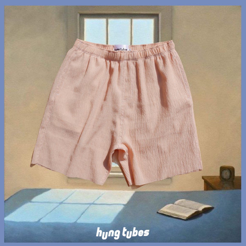 Quần lửng, Quần short ngang gối chất cotton thô vải thoáng mát mặc đi chơi, đi du lịch biển Hung Tubes