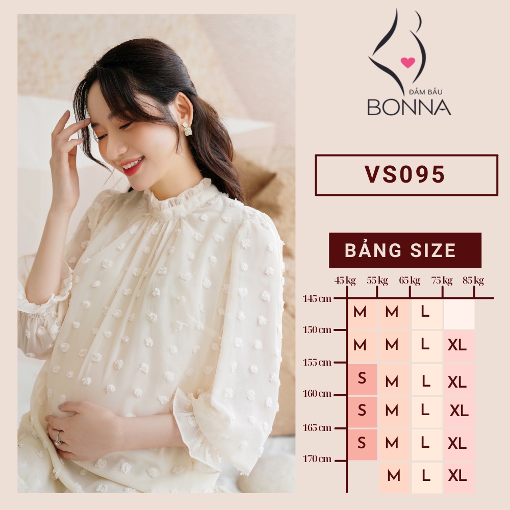 Đầm bầu công sở BONNA chất liệu sợi bông cao cấp, phối đuôi cá nữ tính, thanh lịch, mặc đi dự tiệc VS095