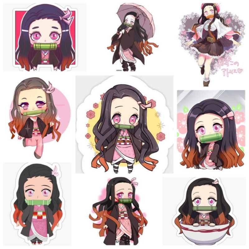 10-50 hình dán Stickers Nezuko Kamado Kimetsu No Yaiba decal