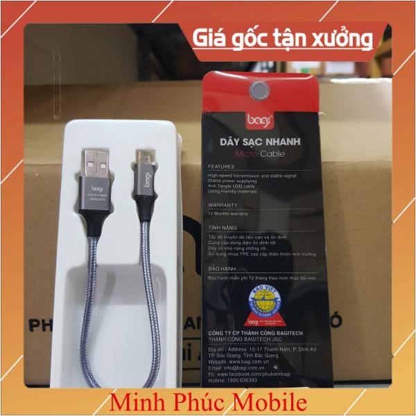 [Mã ELORDER5 giảm 10k đơn 20k] Dù sạc nhanh BA--GI 20cm (micro, iphone, type-c)