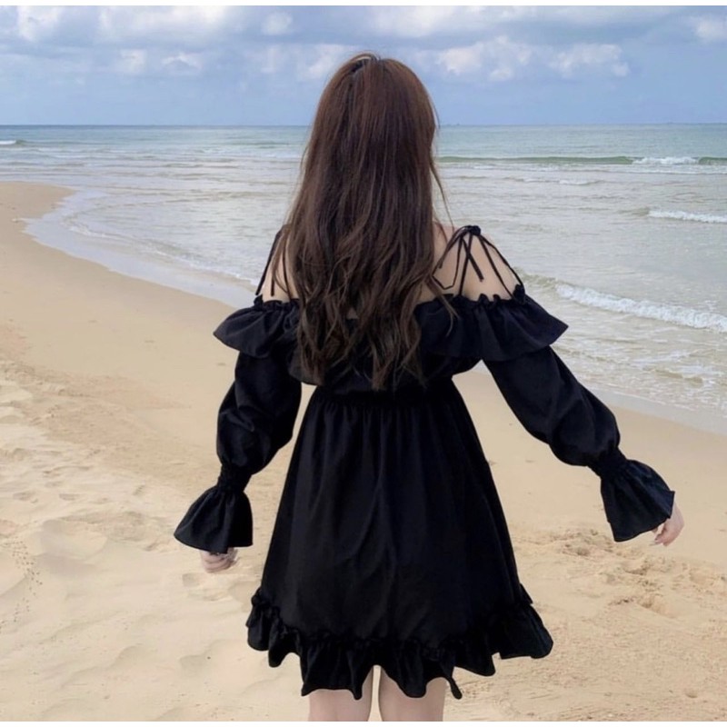 [Rẻ nhất shopee] Váy Trễ Vai 2 Dây , Vai Bồng Dáng Xòe. Donnafashion | BigBuy360 - bigbuy360.vn