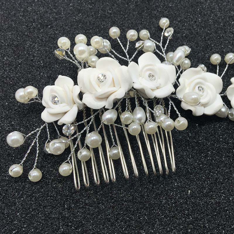 Lược cài tóc cô dâu đính hạt giả ngọc trai