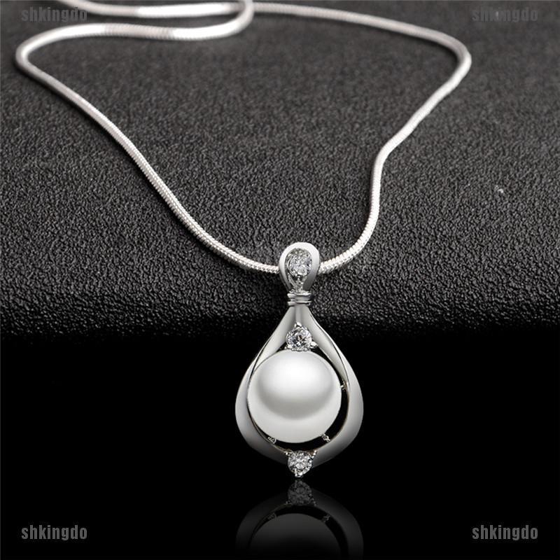 Dây Chuyền Mạ Bạc Đính Hạt Giả Ngọc Trai